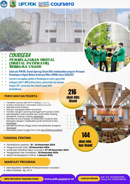 COURSERA PEMBELAJARAN DIGITAL (DIGITAL PATHWAYS) BERSAMA UNAND